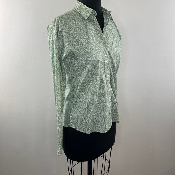 STEVEN ALAN Green Pink Shirt Cotton Floral Long Sleeve Button-Up USA S Small - Picture 3 of 8